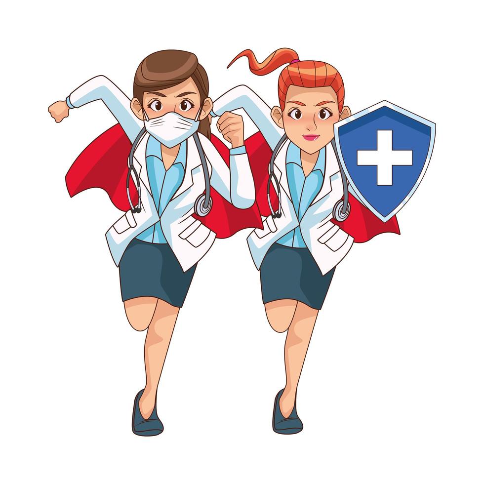 female super doctors comic characters vector