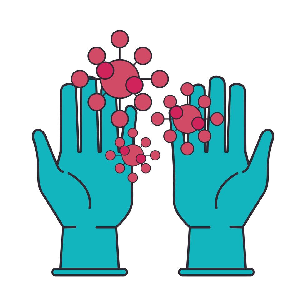 rubber gloves with covid19 particles vector