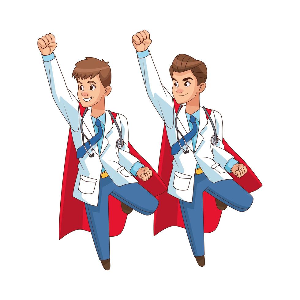 flying super doctors comic characters vector