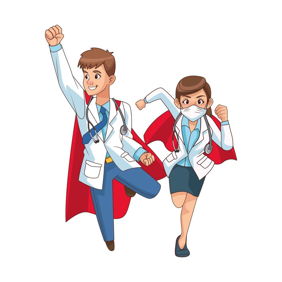 super doctors comic characters vector