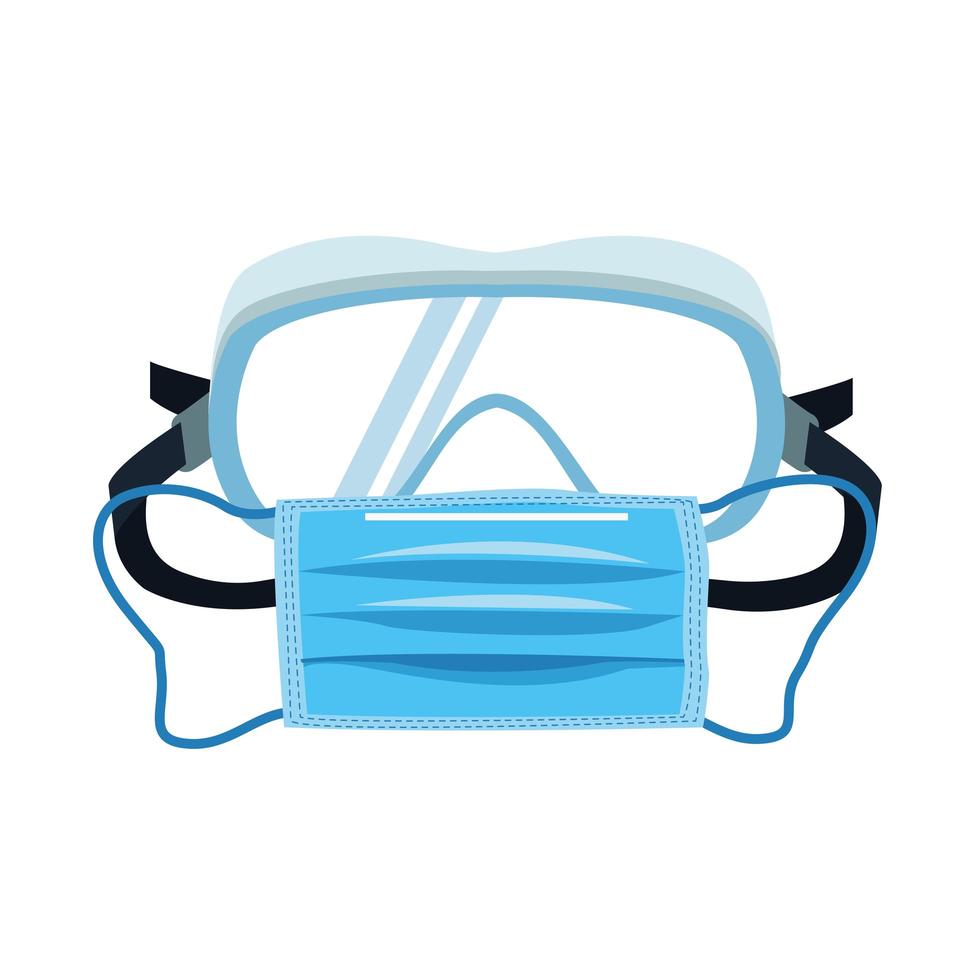 medical mask and goggles protection accessories vector