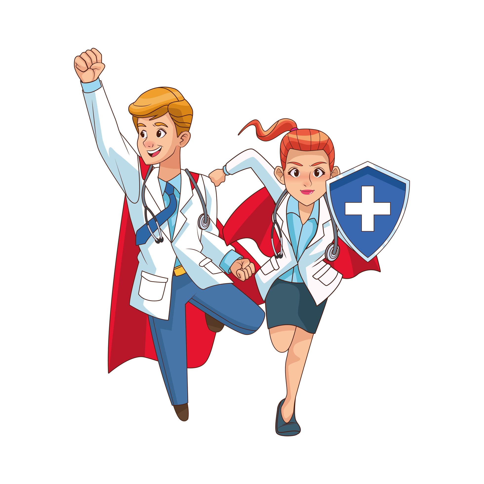super doctors with shield 1981701 Vector Art at Vecteezy