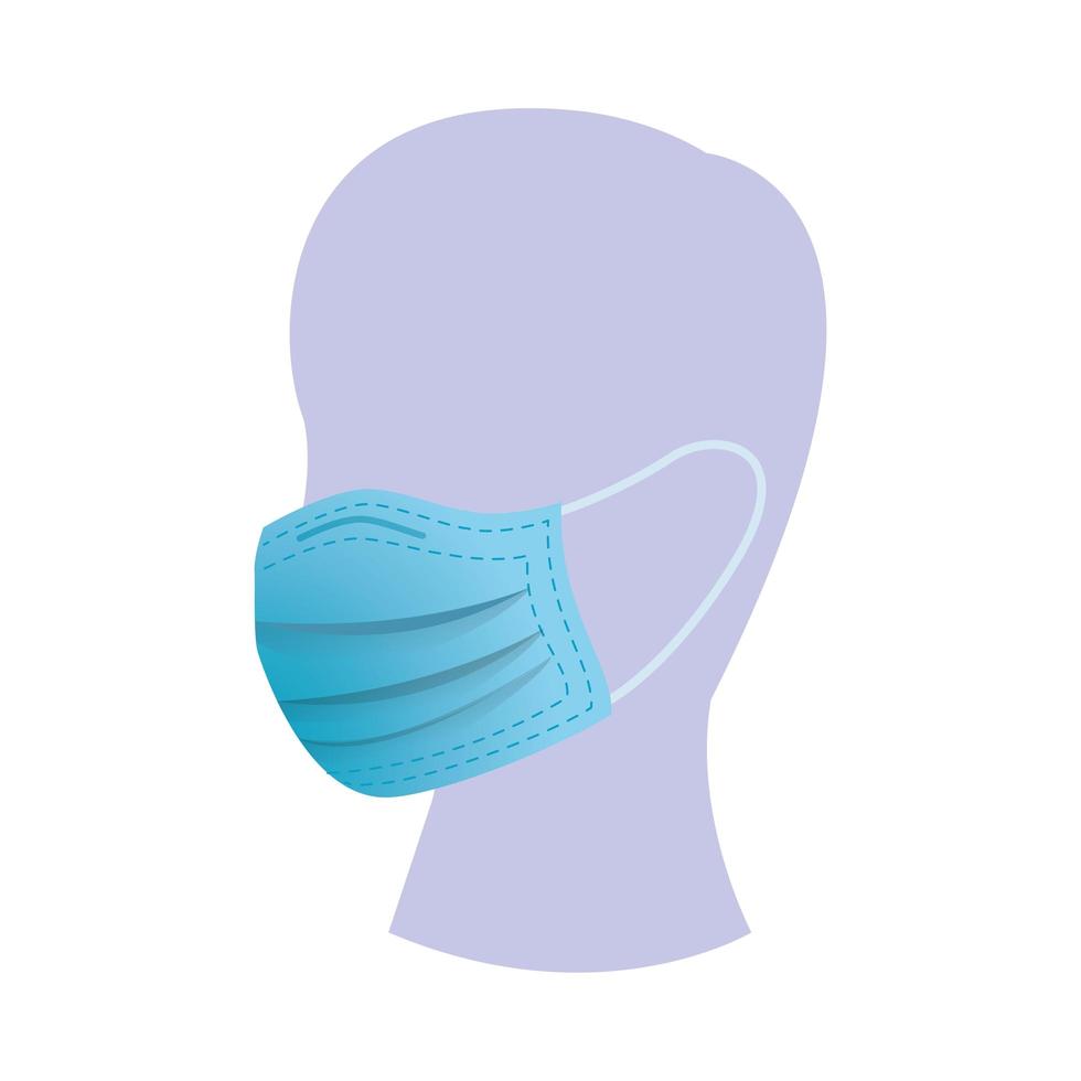 mannequin head with medical mask protection accessory vector