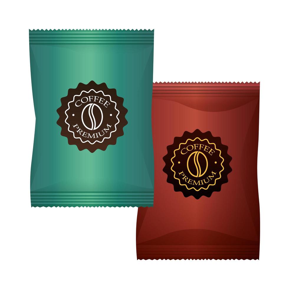 coloridas bolsas de granos de café vector
