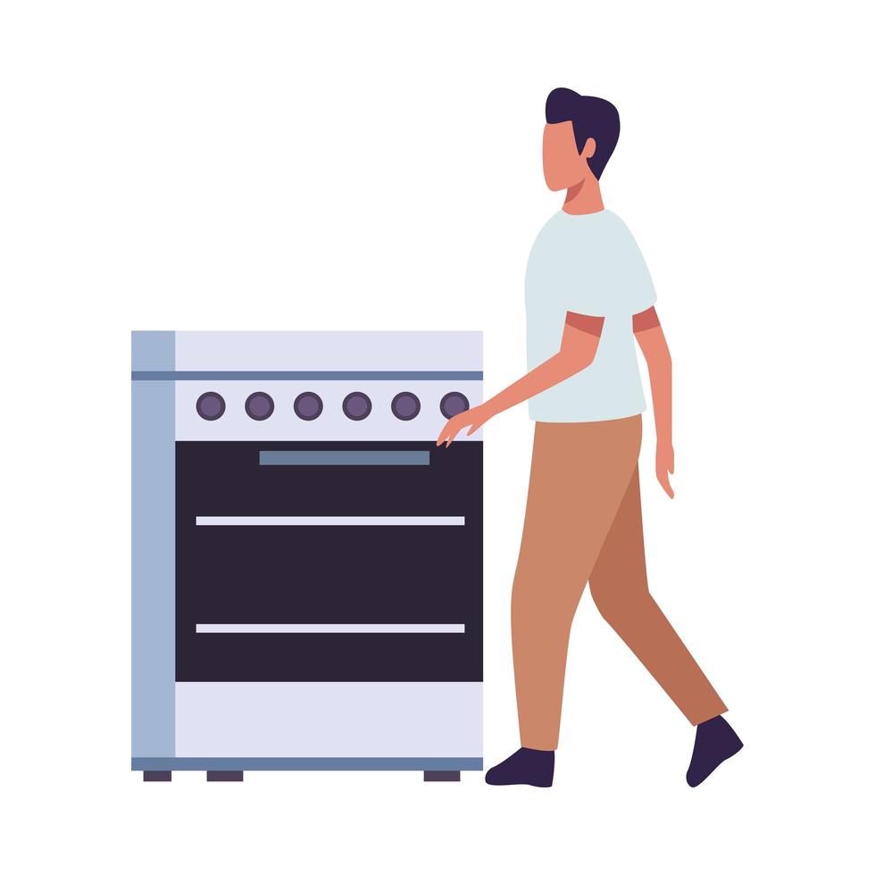 young man in fashionable clothing with oven vector