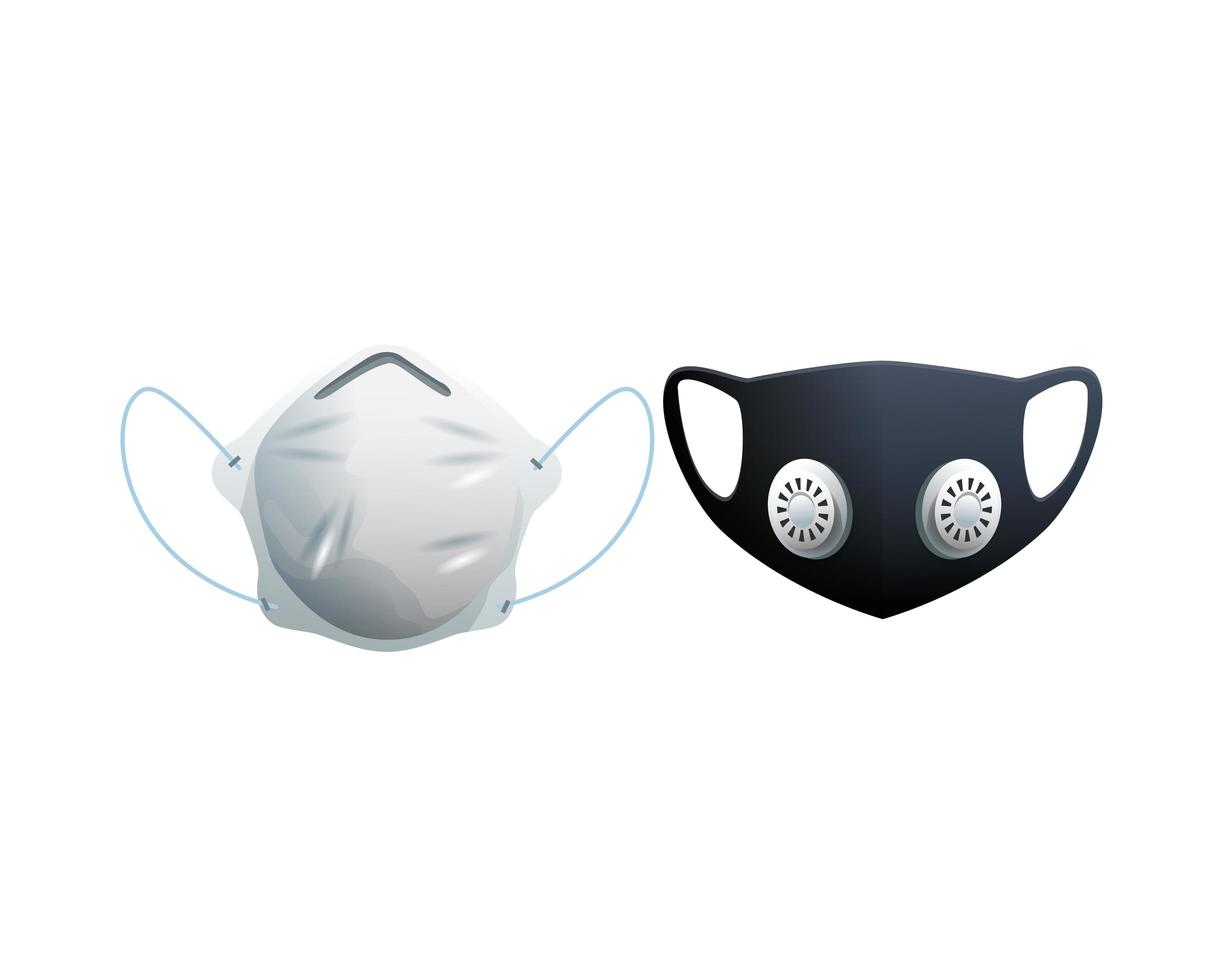 black and white medical masks protection accessories vector