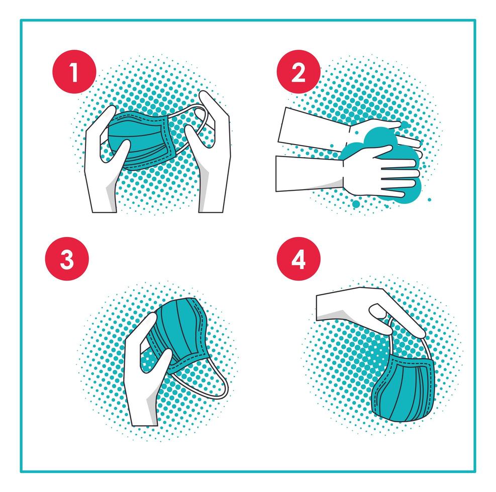 how to remove the surgical mask covid19 infographic vector