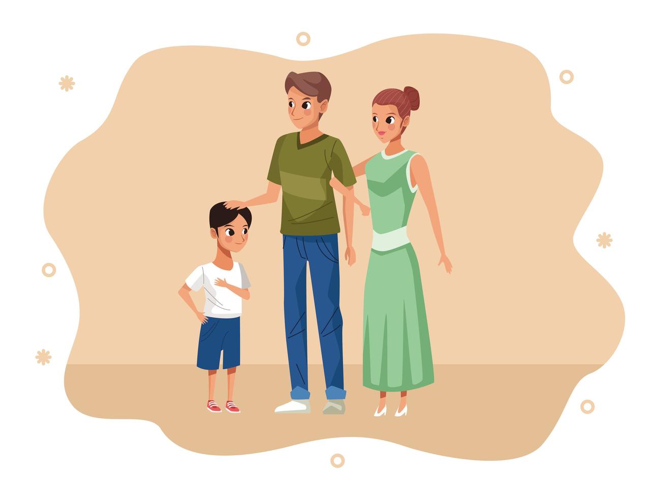 parents and son staying at home vector