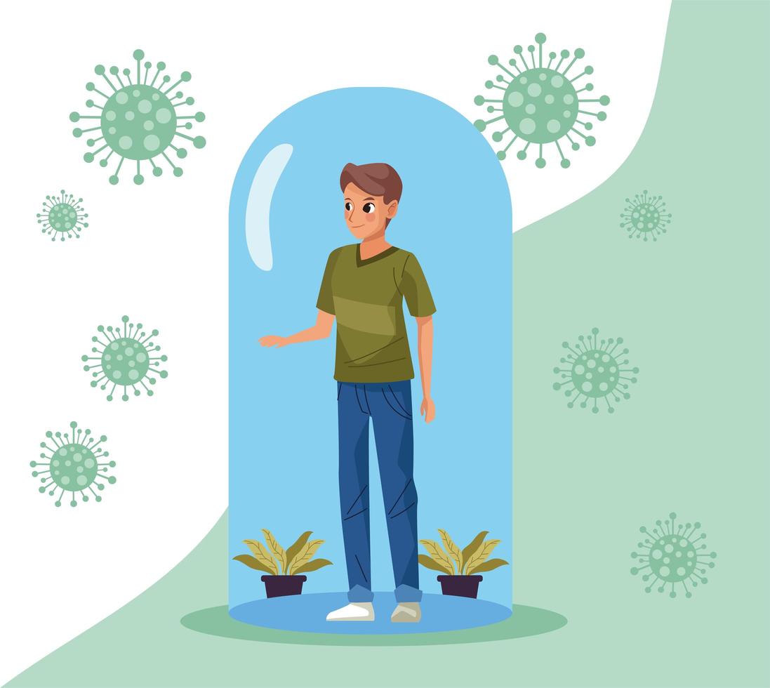 young man staying at home vector