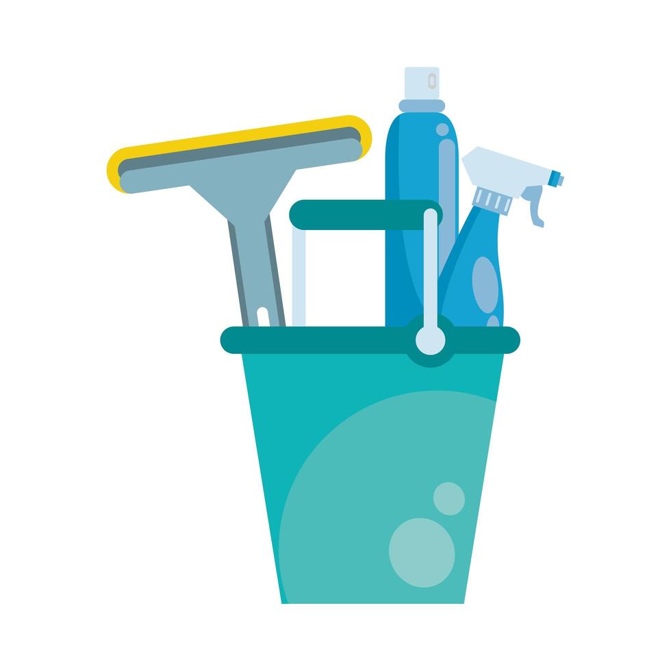 bucket and spray bottles for cleaning vector