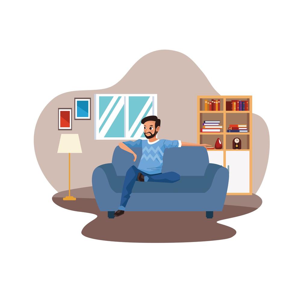 young man staying at home vector