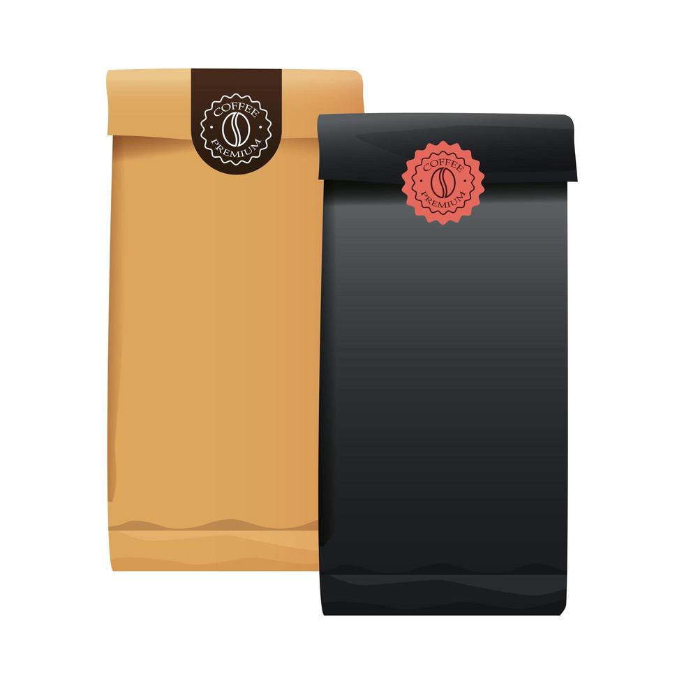 colorful bags of coffee beans vector