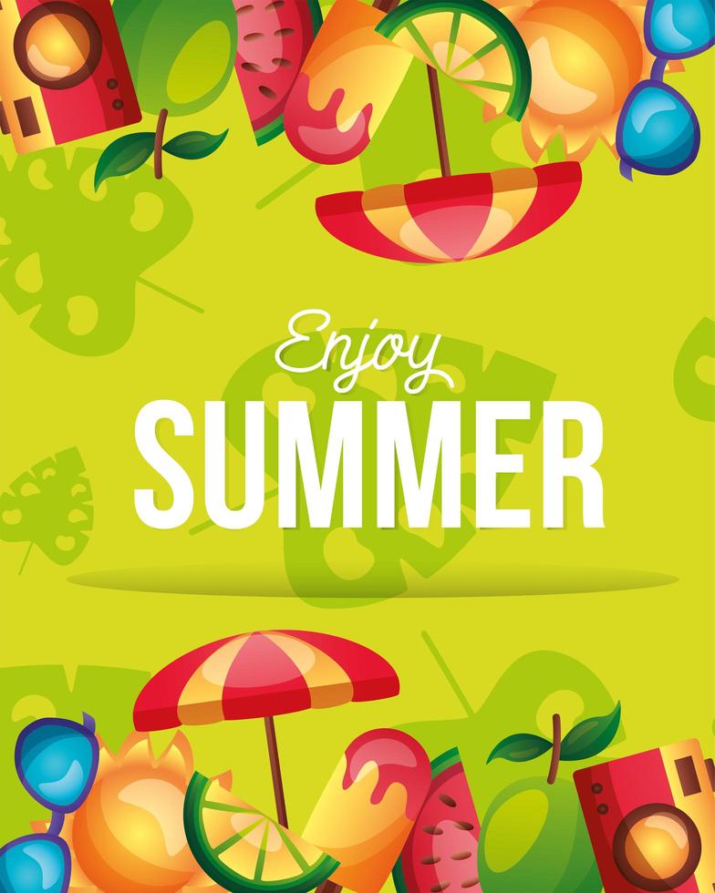 Summer time design with tropical icons vector