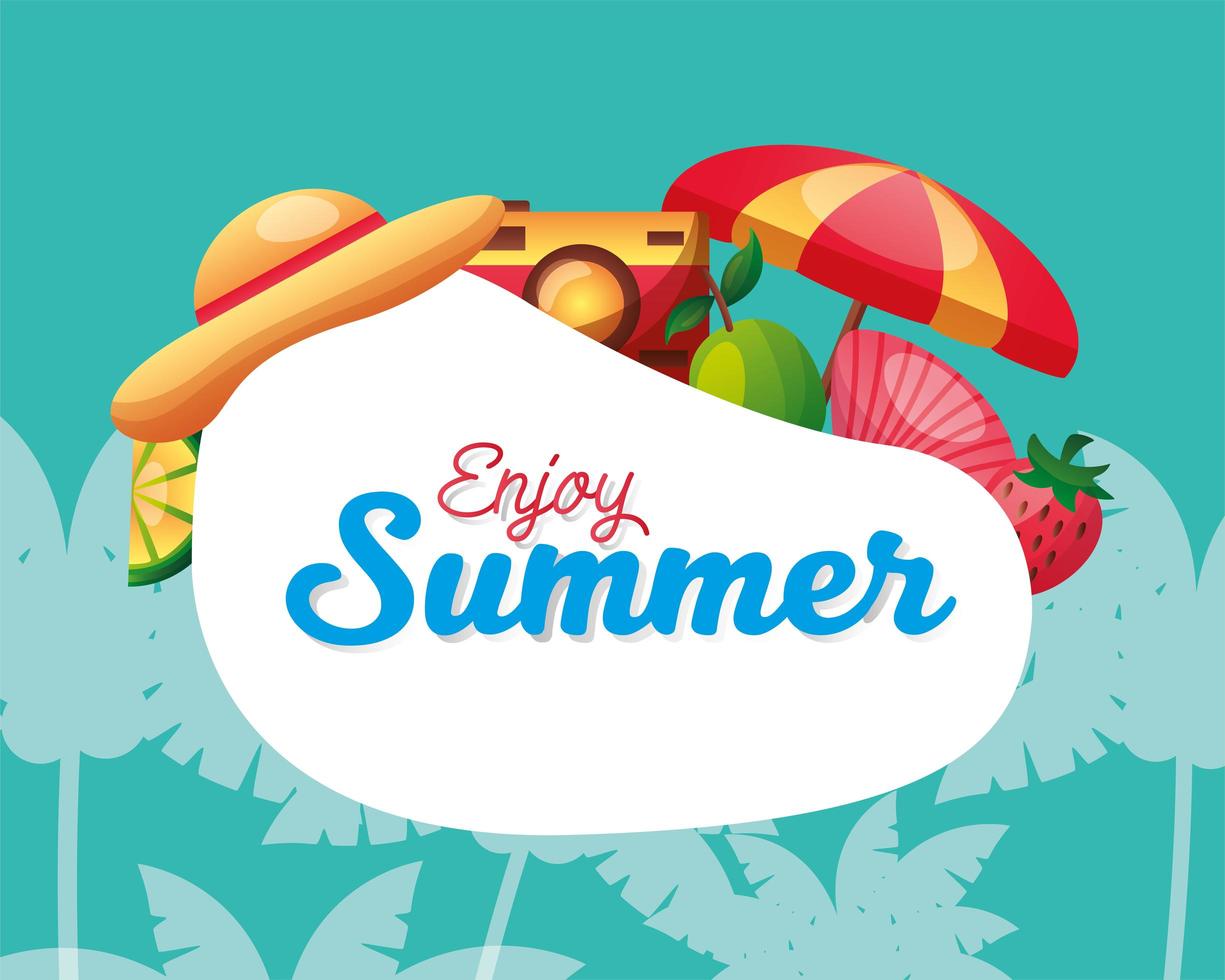 Summer time design with tropical icons vector