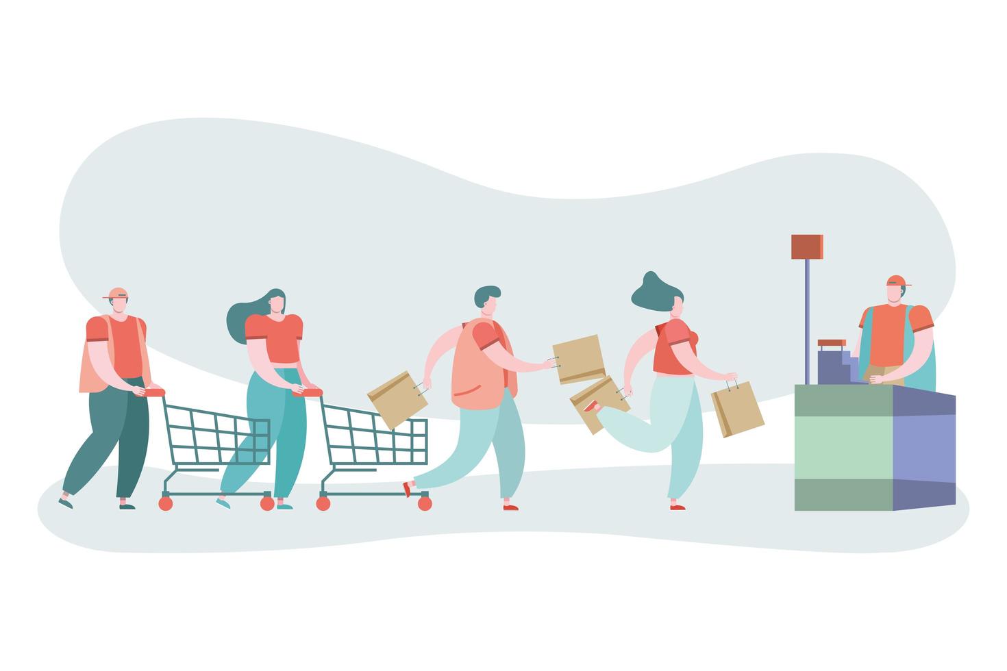 young people shopping vector
