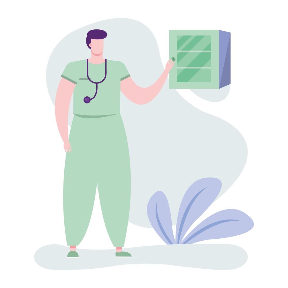 professional male doctor with stethoscope vector