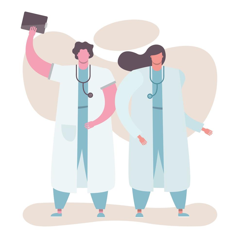 professional doctors with clipboards vector