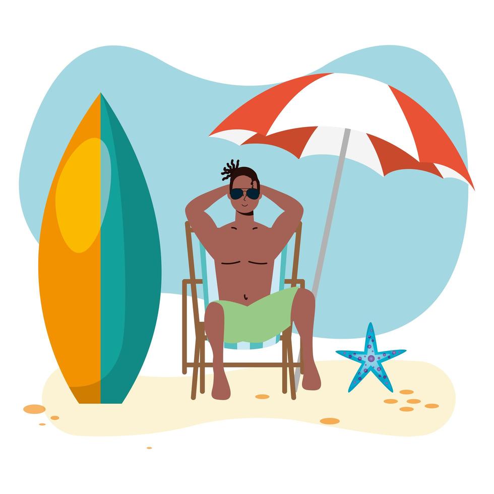 Man wearing swimsuit at the beach vector