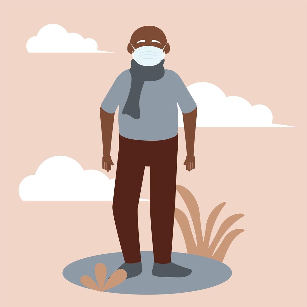 Old man wearing a face mask vector