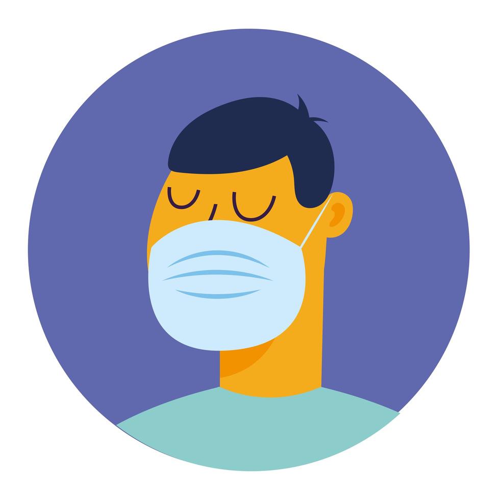 Young man wearing a face mask vector