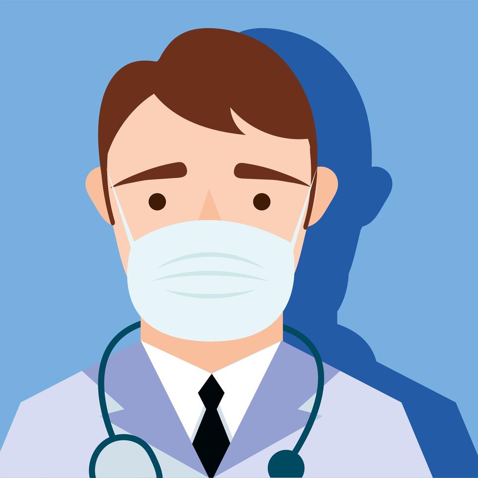 Doctor wearing a medical mask vector