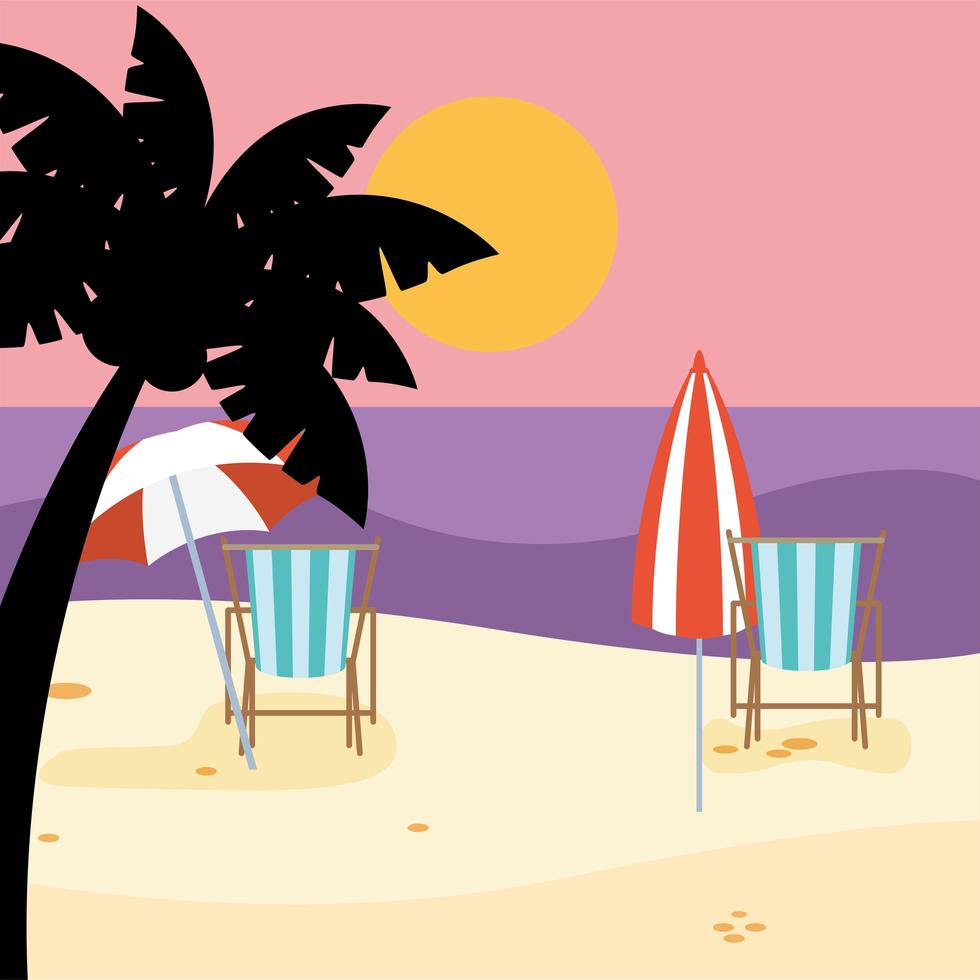 Social distance beach scene vector