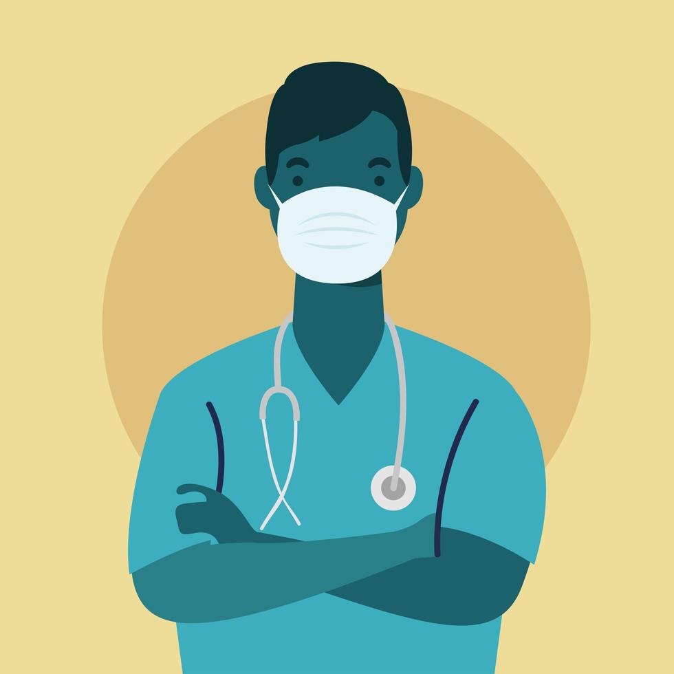 Doctor wearing a medical mask vector