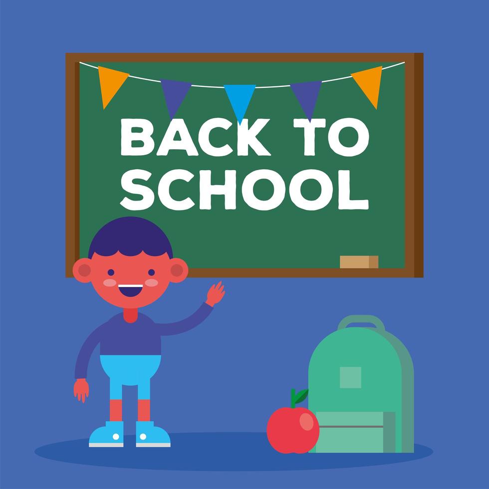 Cute back to school banner with student boy vector