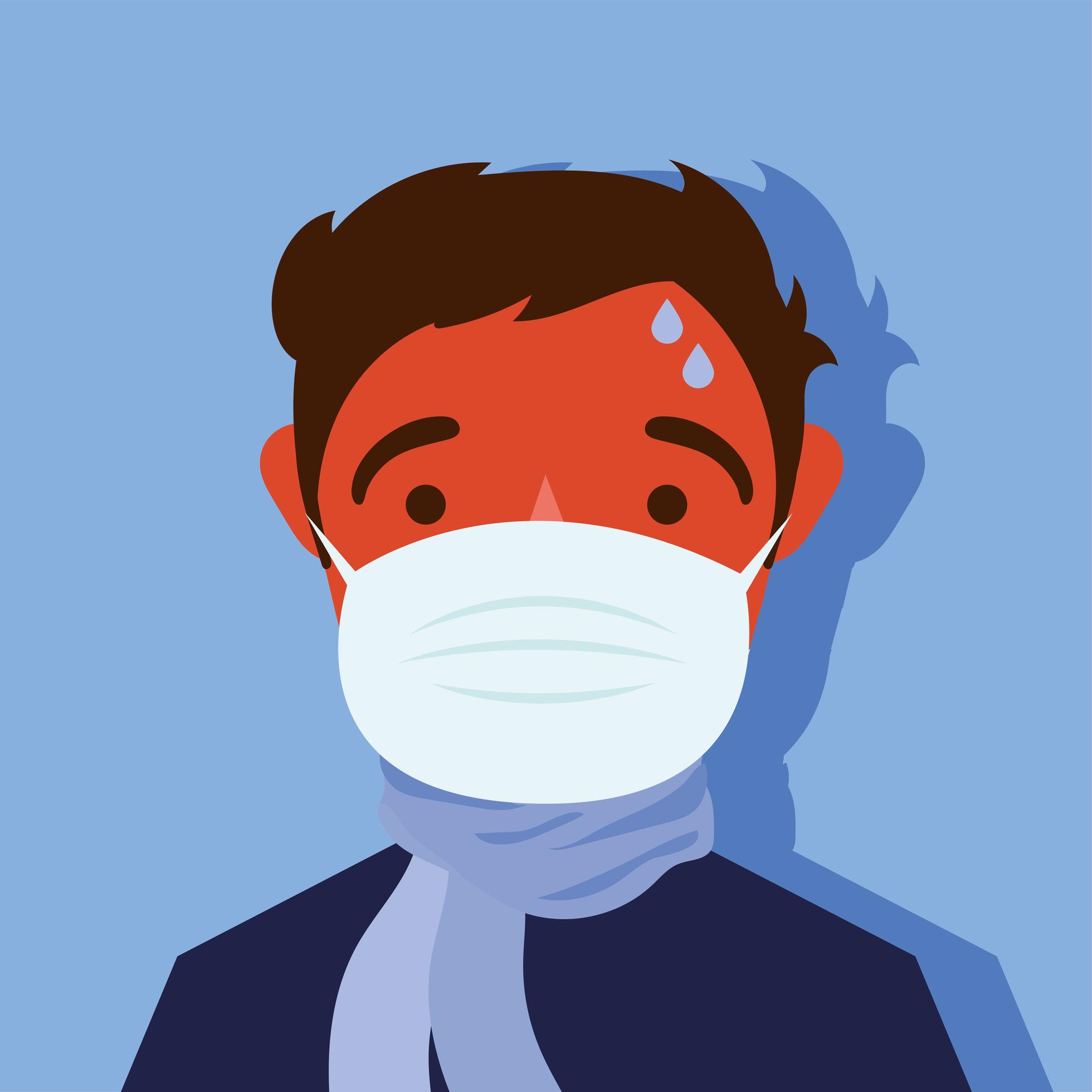 Young man wearing a face mask 1982442 Vector Art at Vecteezy