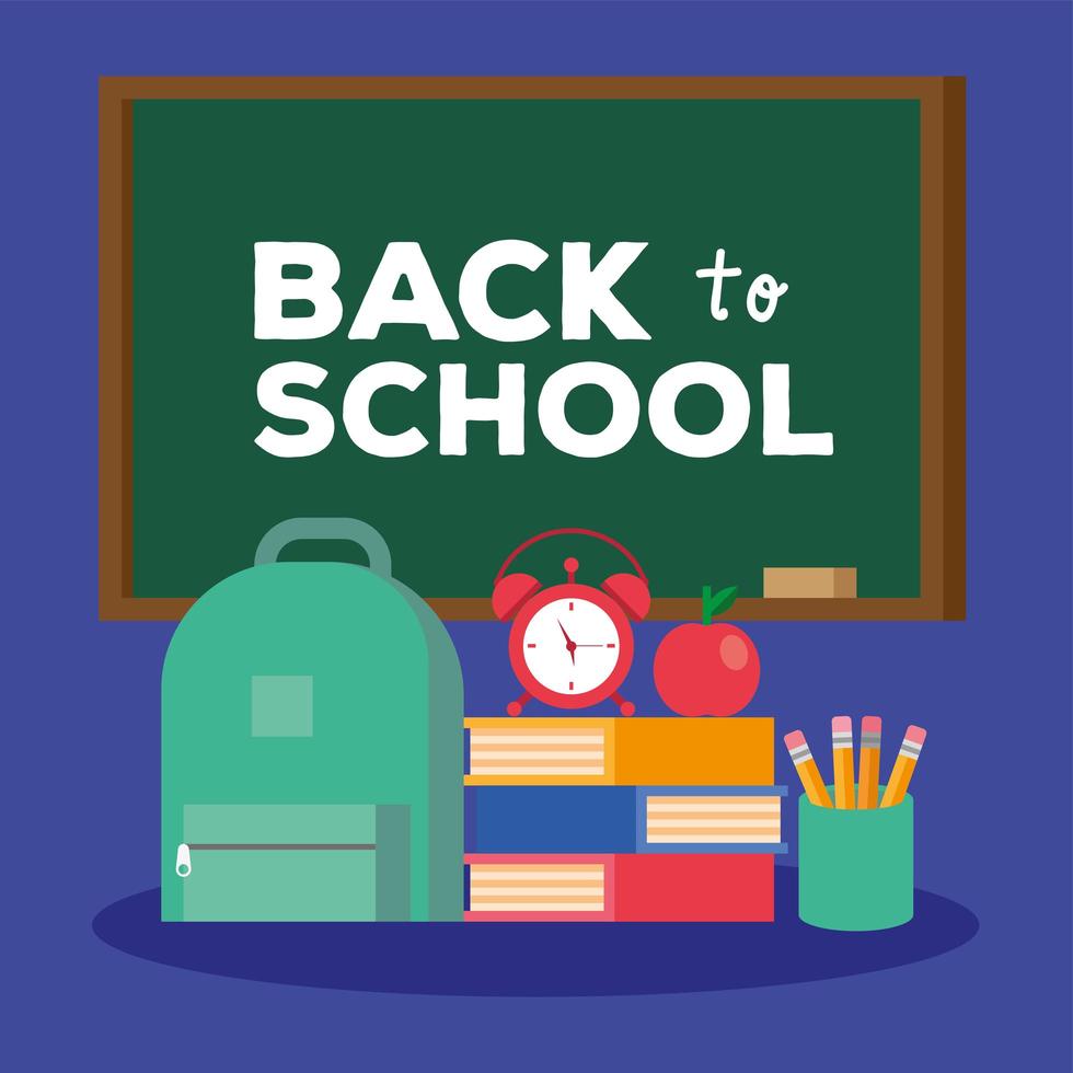 back to school lettering in a chalkboard vector