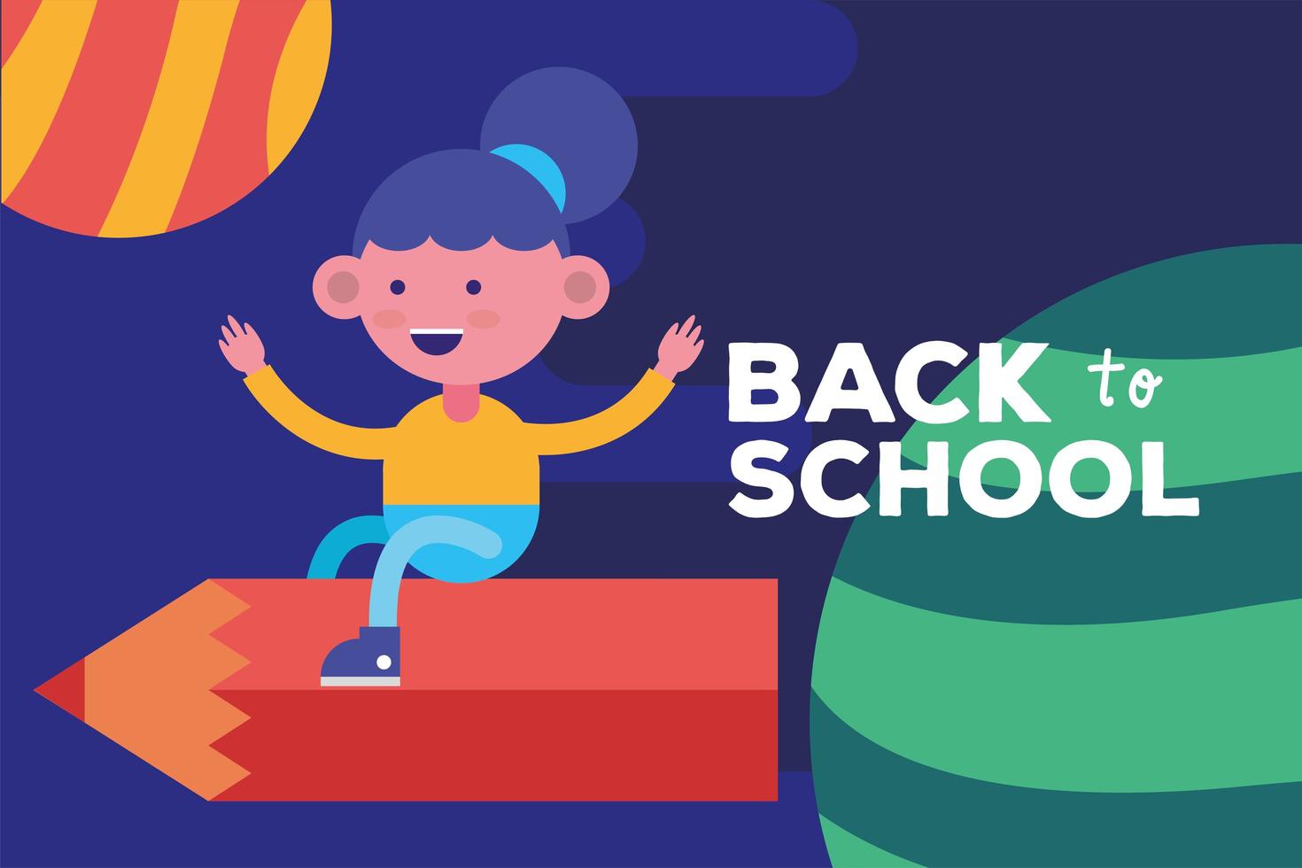 Cute back to school banner with student girl vector