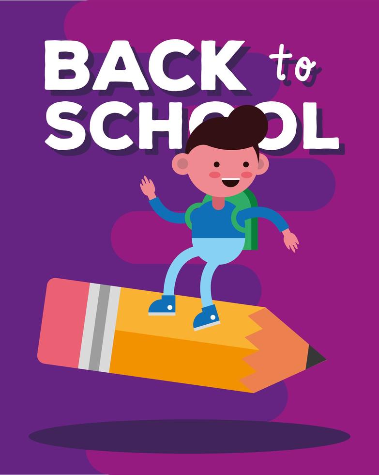 Cute back to school banner with student boy vector