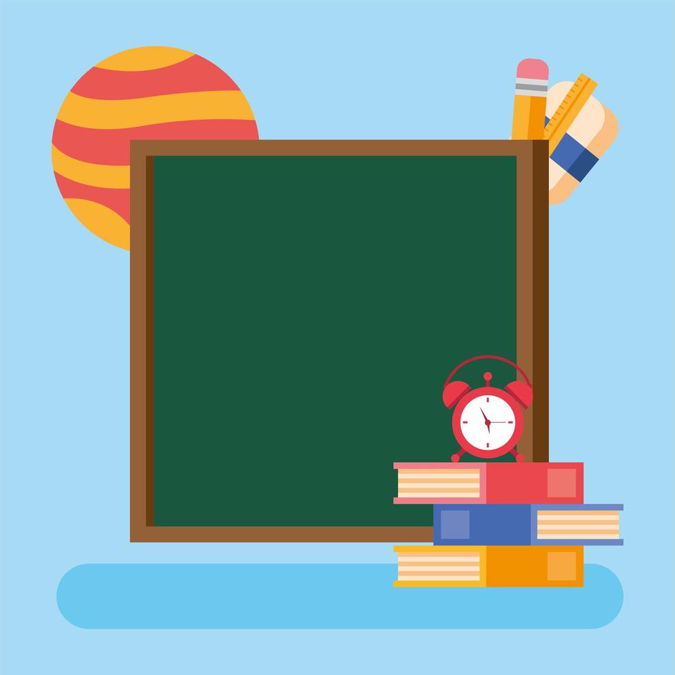 chalkboard with school materials vector