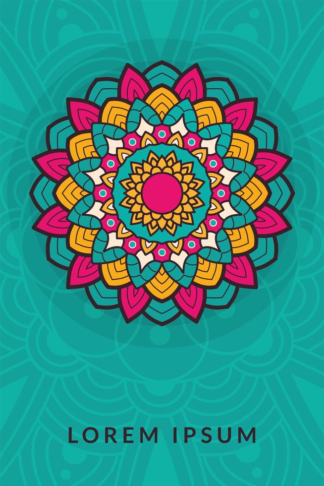 decorative floral mandala with blue background vector