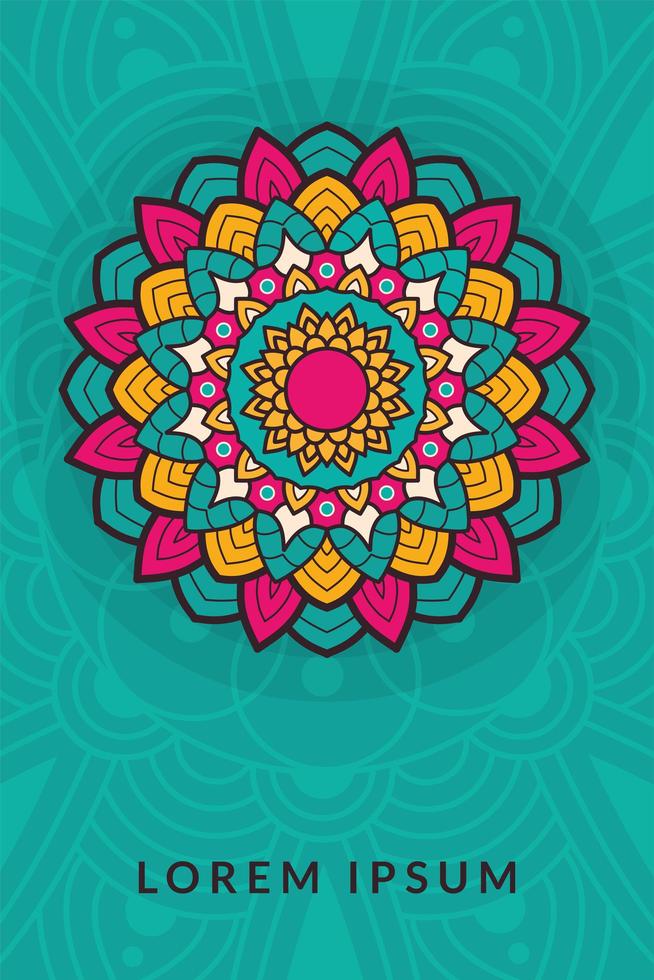 mandala floral decorativo con fondo azul vector