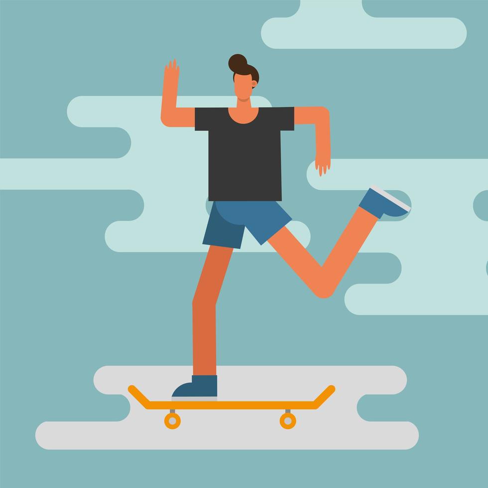 young man riding a skateboard vector