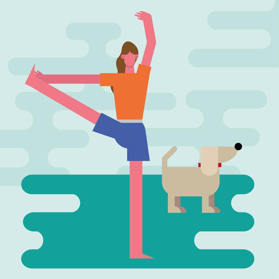 young woman doing yoga indoors vector