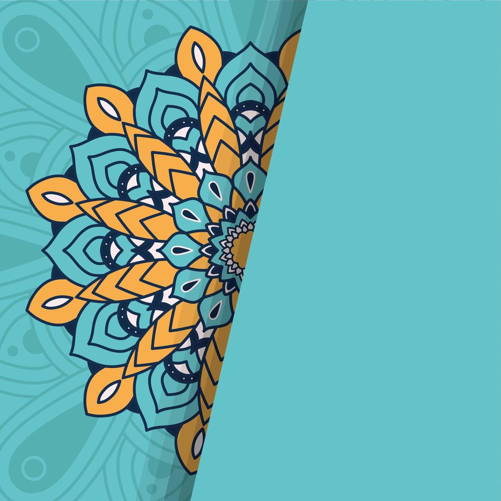 mandala floral decorativo con fondo azul vector