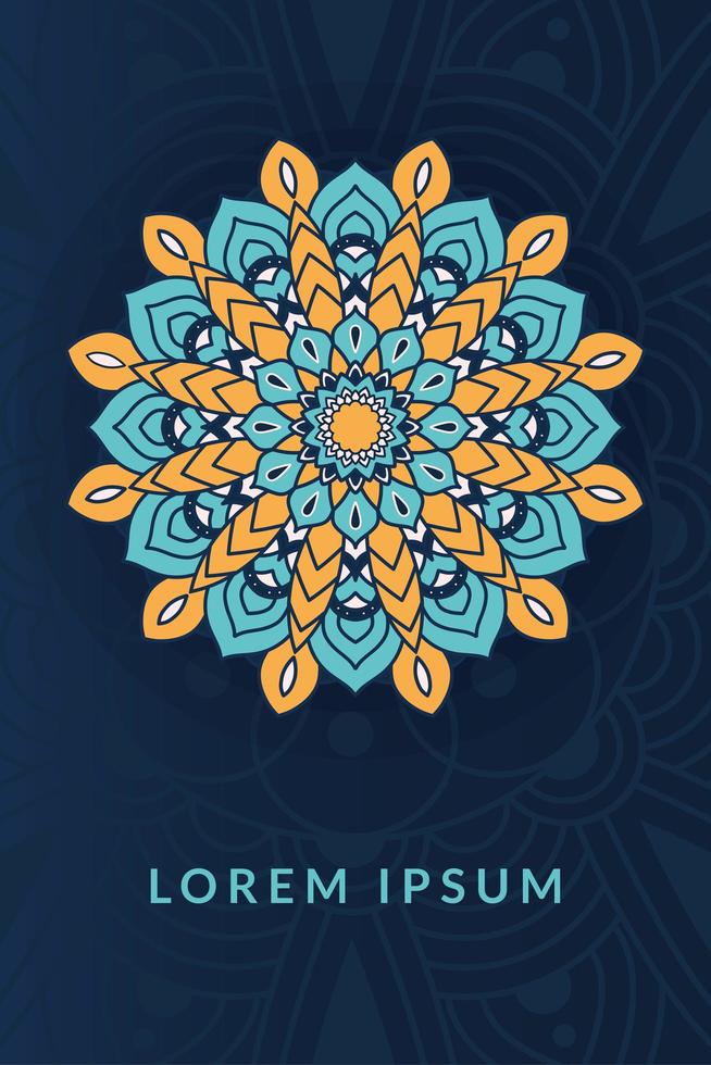 decorative floral mandala with blue background vector