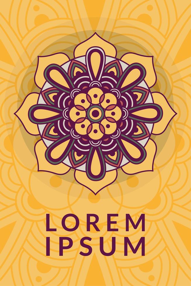 mandala floral decorativo con fondo amarillo vector