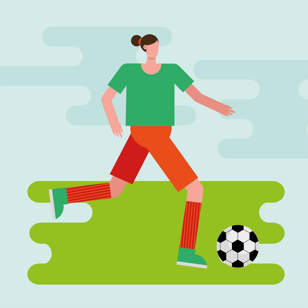 young woman playing soccer vector