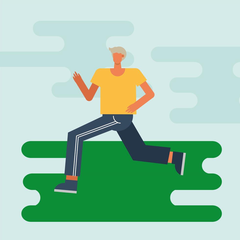 young man running outdoors vector