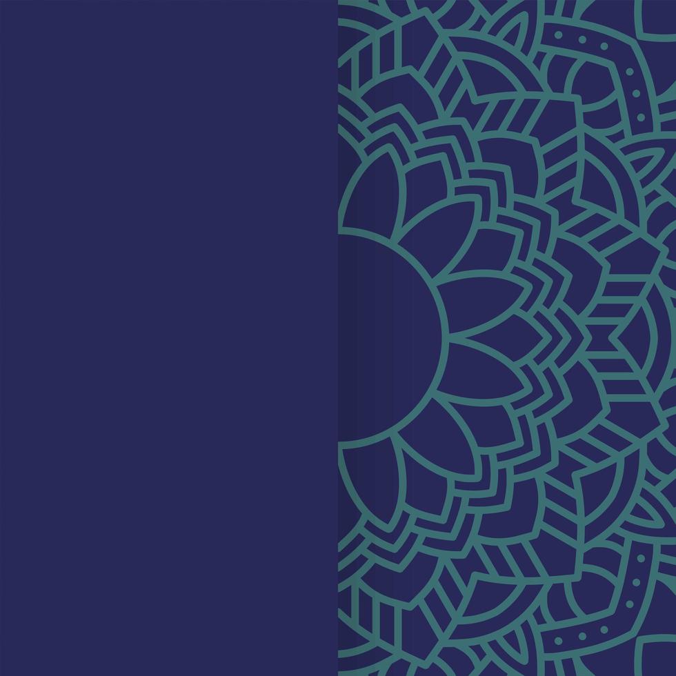 mandala floral decorativo con fondo azul vector