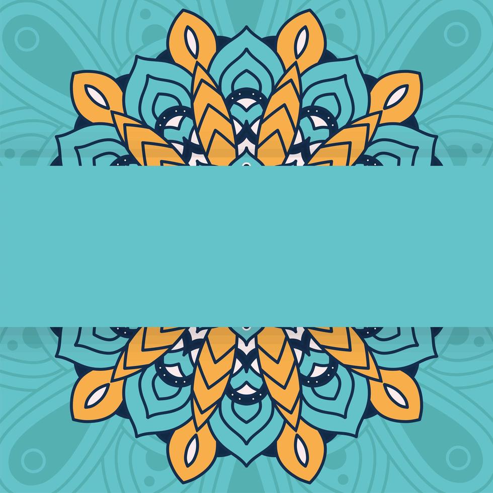 mandala floral decorativo con fondo azul vector
