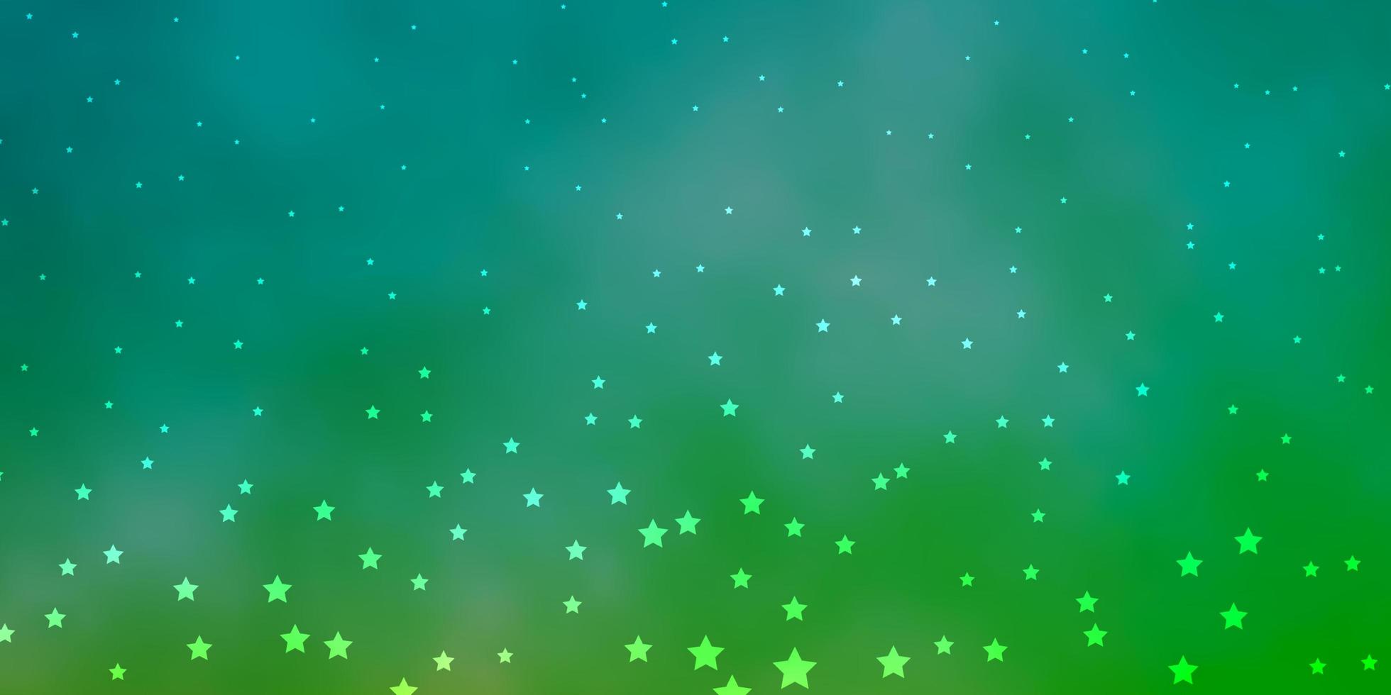 Fondo de vector verde oscuro con estrellas pequeñas y grandes.