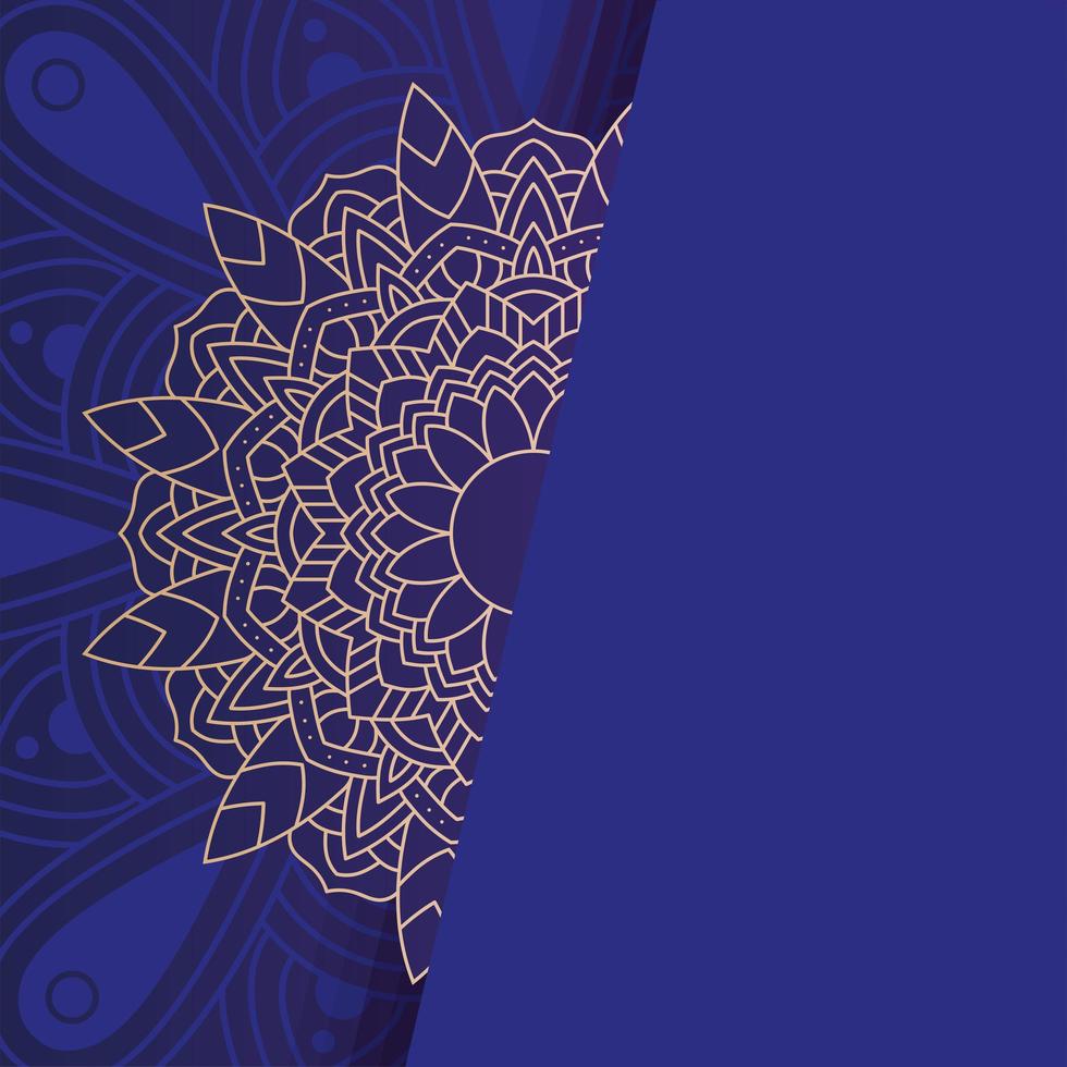 mandala floral decorativo con fondo azul vector