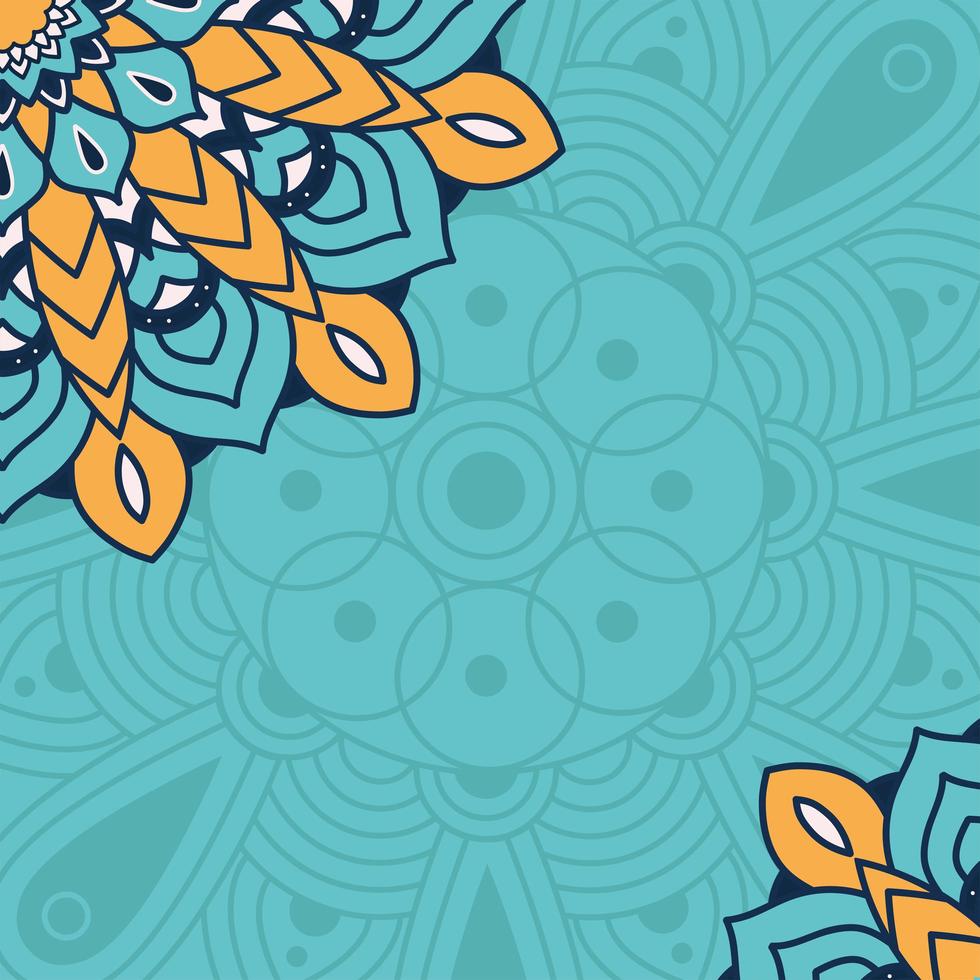 mandala floral decorativo con fondo azul vector