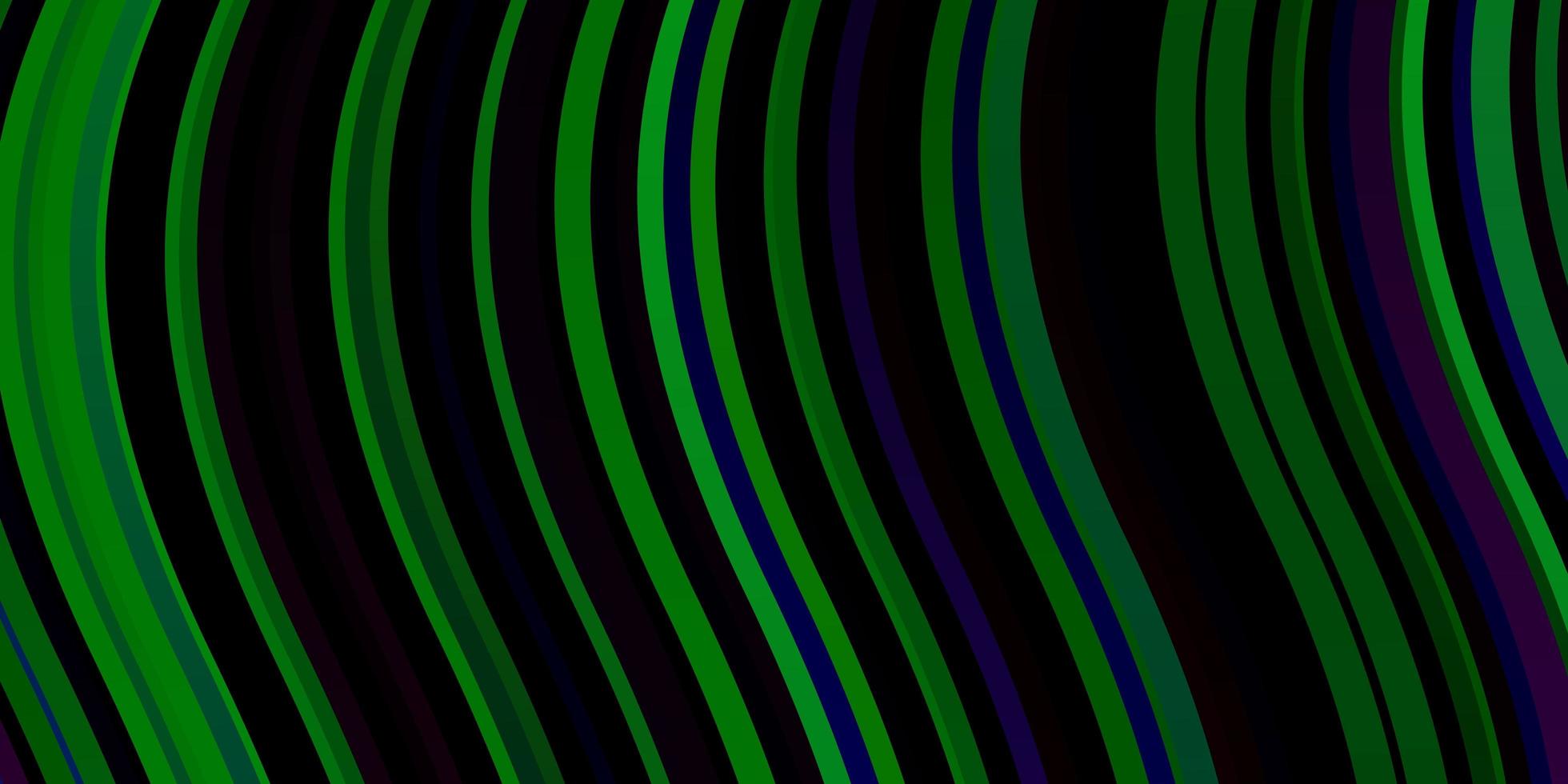 Fondo de vector multicolor oscuro con líneas dobladas.