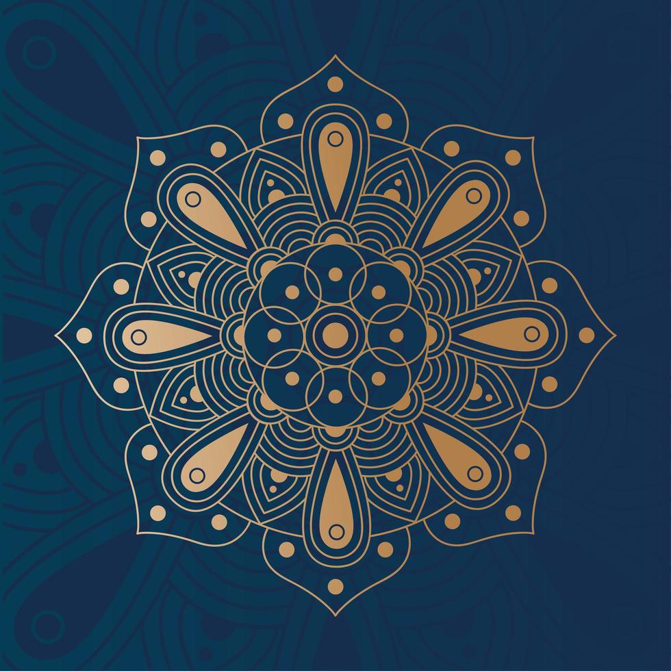 mandala floral decorativo con fondo azul vector