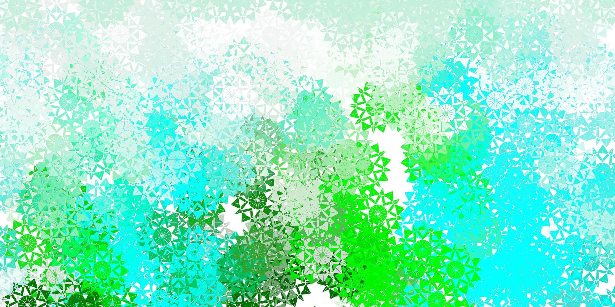 Light blue, green vector pattern with colored snowflakes.